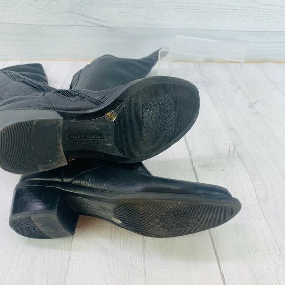 Vince Camuto BOCCA Black Leather Buckles Zip Over Knee The Riding Boots Sz 6.5 - Picture 6 of 7